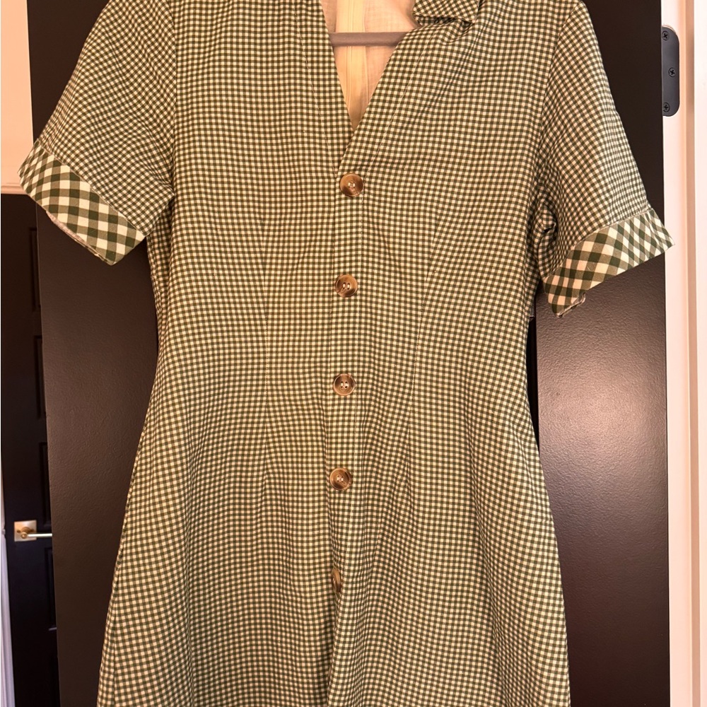 Green Gingham Mini Dress